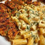 Spicy Cajun Chicken Rigatoni in Creamy Mozzarella Alfredo