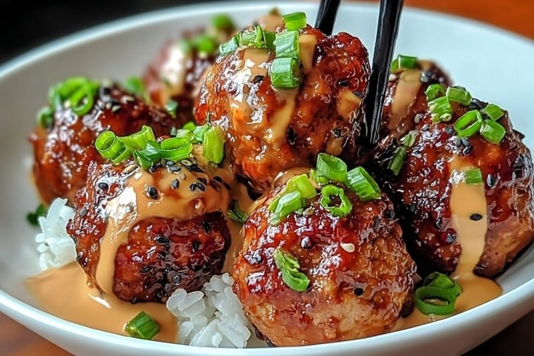 Sticky Korean BBQ Meatballs with Gochujang Glaze