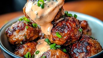 Tender Korean BBQ Meatballs with Spicy Mayo Dip