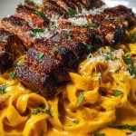 Velveeta Steak Fettuccine with Garlic Butter Cream Sauce