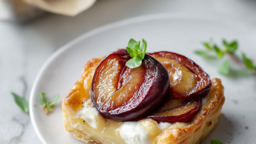 Plum & Cheese Puff Pastry Tarts