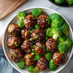 Sticky Mongolian Meatballs and Broccoli