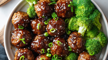 Sticky Mongolian Meatballs and Broccoli