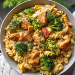 One Pot Cajun Chicken and Broccoli Alfredo Bowl