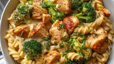One Pot Cajun Chicken and Broccoli Alfredo Bowl