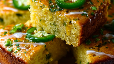 Spicy Sweet Jalapeño Cornbread with Zesty Lime Drizzle