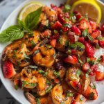 Saucy Lemon Herb Shrimp with Strawberry-Basil Salsa