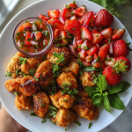 Chicken Bites with Strawberry-Jalapeño Mint Salsa Bowl