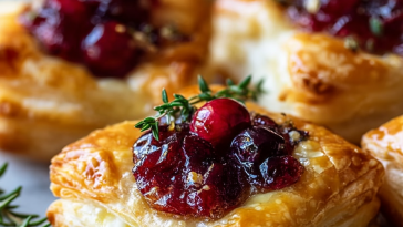 Cranberry Brie Puff Pastry Bites
