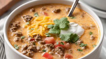Creamy Cheesy Ground Beef Taco Soup